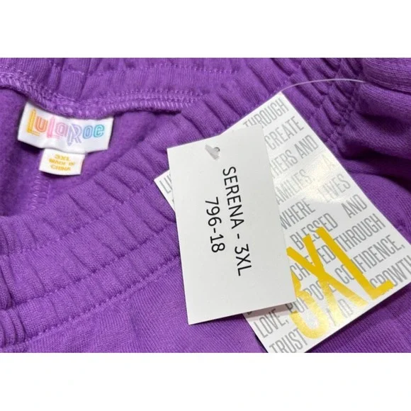 LuLaRoe Womens Shorts Size 3XL Serena Lounge Fleece Lined Cotton Purple NWT‎ - Picture 2 of 5